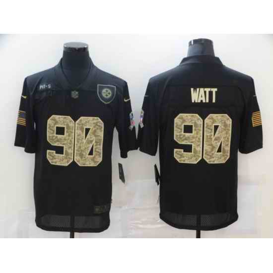 Nike Pittsburgh Steelers 90 T J  Watt Black Camo 2020 Salute To Service Limited Jersey